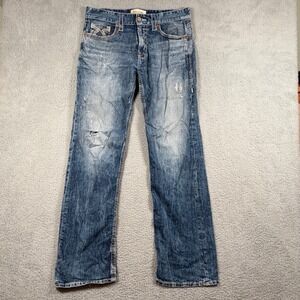Big Star Pioneer Boot Jeans Mens 33L Distressed Blue Wash Denim